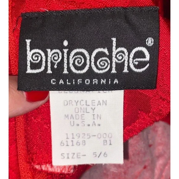 Vintage Brioche California Cap Sleeve Size 5/6 Red Dress Party - Picture 5 of 7